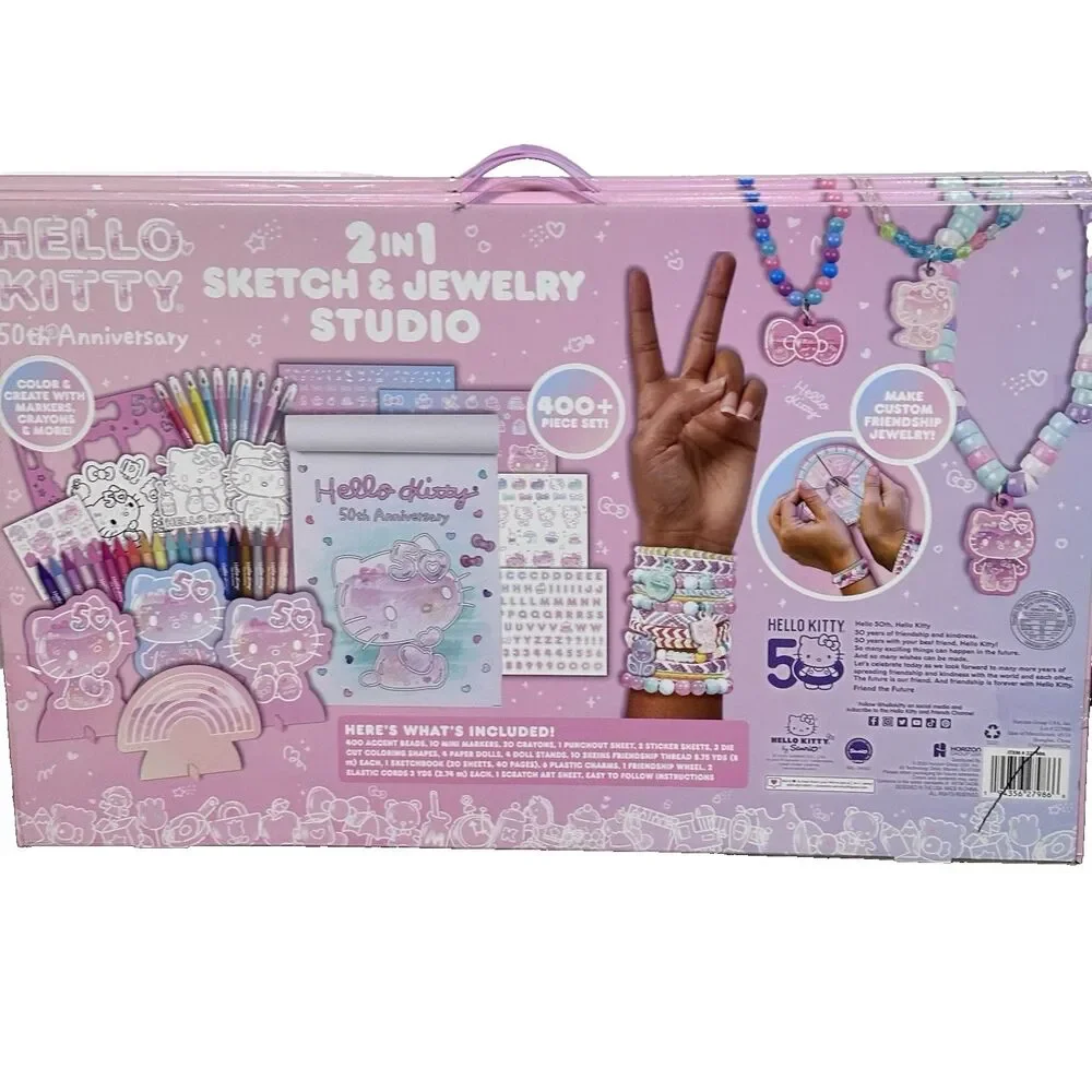 Hello Kitty 50th Anniversary 2 In 1 Sketch & Jewelry Studio Kit Sanrio Craft set